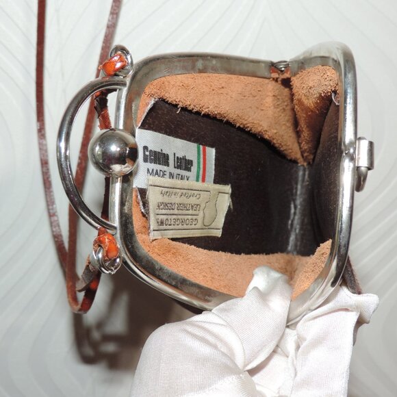 Rare Vintage 1973 Georgetown Leather Design Crossbody Frame Bag - Picture 10 of 11